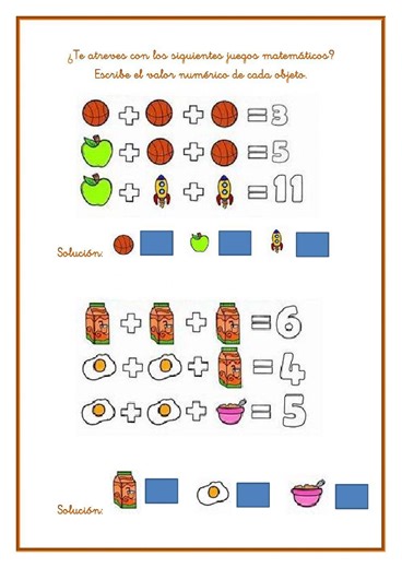 Juegos matemáticos interactive worksheet