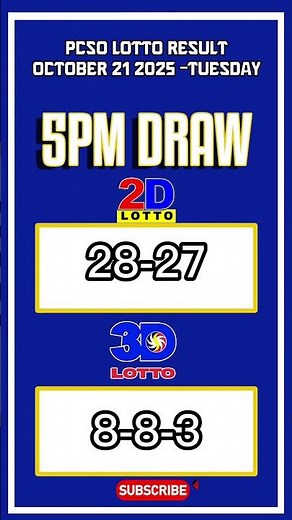 PCSO Lotto Result Today Live 5PM Draw | October 21, 2025 (Tuesday) | 2D, 3D Lotto Results