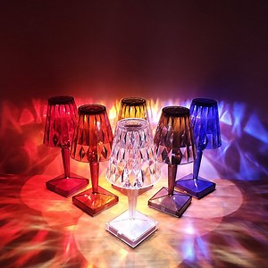 [Hot Item] LED Rechargeable Crystal Colorfull Table Desk Portable Lamp