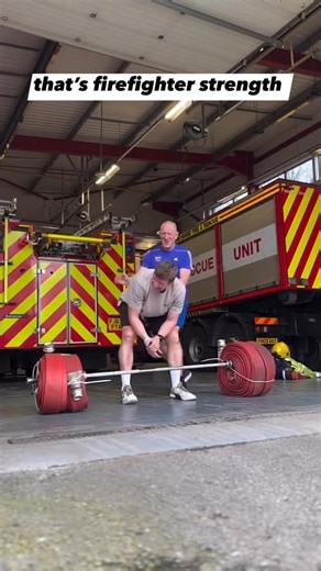 firefighter strength unlocked with @marcfinlay 🤯 #firefighter #strengthx #unconventional #training #grind | People Are Awesome