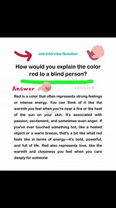 87K views · 1.1K reactions | Job Interview Question How would you explain the color RED to a blind person? #reelsfb #fypシ゚ #jobinterviewquestions #question #job #educational #interviewskills #reels #follower #jobinterviewtips #bpo #interview #interviewtips #interviewprep | i.Assist | Facebook