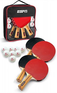 ESPN Ping Pong Paddle Set, Set of 4 Table Tennis Paddles with 8 Ping Pong Balls & Travel Bag