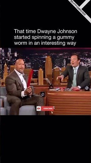 That time Dwayne The Rock Johnson started spinning a giant gummy worm in an interesting way - Meme
