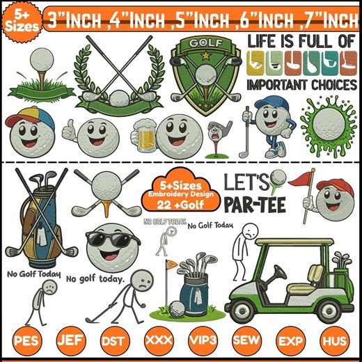 Golf Embroidery Designs Pack, Golf Course Hole Machine Embroidery Flags Ball, Golf Lover Gift, Sports Designs 5 sizes Instant Download File - Etsy