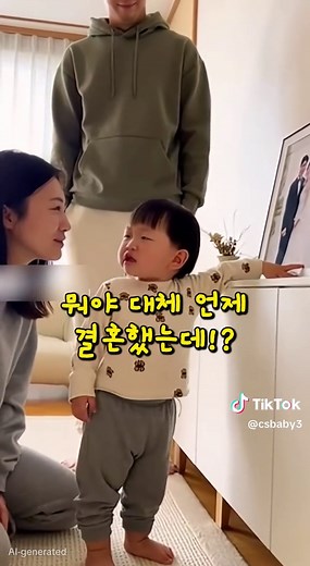결혼사진을 본 2살 아이의 반응