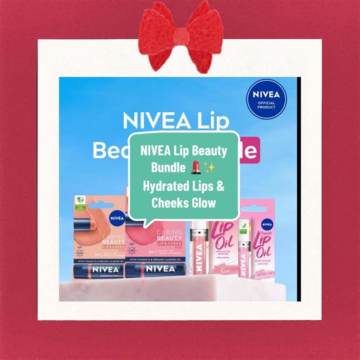 NIVEA Lip Beauty Bundle 💄✨ Hydrated Lips & Cheeks Glow Soft glossy lips and natural cheek colour in one easy bundle. Moisturising, non-sticky formulas with SPF 30 for everyday wear and effortless glow. #tiktokmademebuyit #endofyeardeals #boxingdaysteals #nivealips #lipandcheek