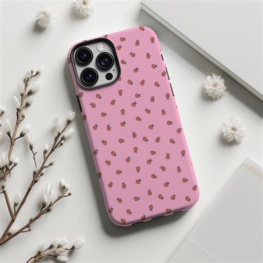 Pink Ladybug Phone Case,whimsical Cute Cartoon Insect Girly Print,for iPhone 17 16 15 14 13 12 11 Pro Max,samsung S26 S25 Ultra,magsafe - Etsy