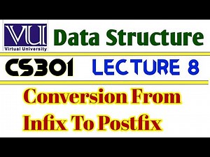 virtual University CS301 Data Structure Lecture 8 | Conversion From Infix To Postfix