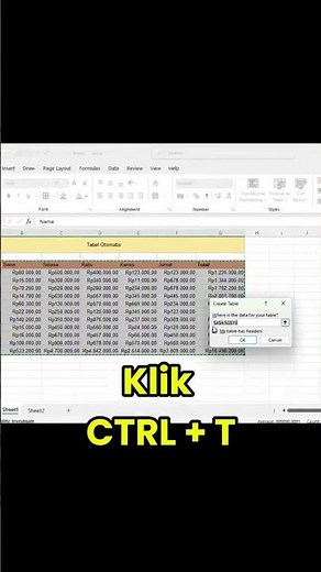 CARA MEMBUAT TABEL OTOMATIS DI MICROSOFT EXCEL PAKAI SHORTCUT !