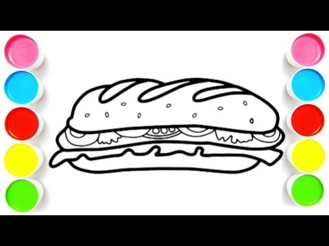 How to Draw a Cute Sandwich Easy For Kids and toddlers #sandwich #food #kidslearning