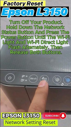 How to reset epson l3150 printer network setting. #printer #wirelessprinter #epsonprinter #shorts