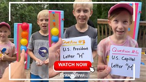 Balloon Trivia Battle - Players answer trivia questions to pop balloons for prizes.