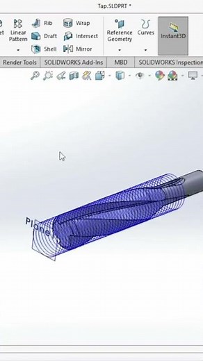 Threading Tap design in Solidworks | #shorts