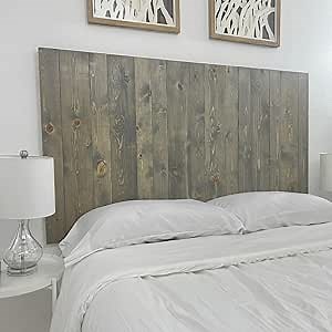 Barn Walls Solid Wood Headboard Gray Fog Oil-Based Finish with Smooth Natural Wood Grain, Wall-Mounted Panels, Adjustable Height, Rustic Coastal Bedroom, Built to Last, Full Size Head Board