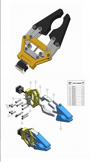 Robotic Gripper Mechanism 📌🔥 2D Practice Drawing & 3D Animation #cad #autocad #solidworks #3dcad