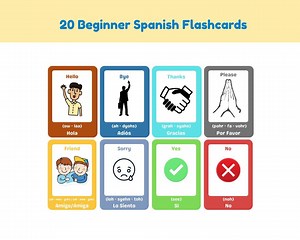 20 Spanish Language Flashcards | Educational Learning Cards for All Ages | Beginner Friendly | Printable PDF - Etsy Canada