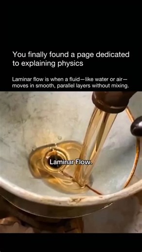 SSExplains on Instagram: "Laminar flow is when a fluid—like water or air—moves in smooth, parallel layers without mixing. Each layer glides effortlessly over the next, creating a clean, glass-like motion. It’s the opposite of turbulence, where chaos takes over. You can see laminar flow in smoke rising gently from a candle or in water streaming smoothly from a faucet before it breaks into ripples. This simple phenomenon lies behind how planes fly, how blood moves through arteries, and even how en