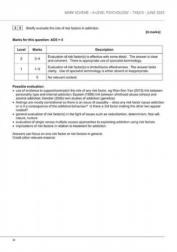 2025 AQA A Level PSYCHOLOGY Paper 3 and Mark Scheme Combined (7182/3)