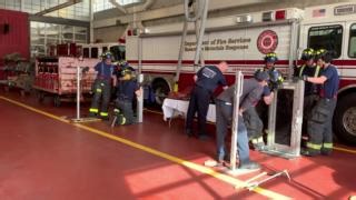 These recruits are using Forcible Entry Training Stations under the supervision of Massachusetts Firefighting Academy instructors. This allows them to practice negotiating/activating a door's locking mechanism so they can minimize property damage as they gain entry during an emergency response. | Massachusetts Department of Fire Services