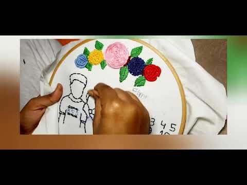 👫Couple portrait handmade embroidery😍#handbroidery #handembroidery #yutube