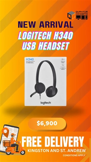 Quantum Concepts on Instagram: "🎧 Logitech H340 USB Headset – $6,900 Stay clear and connected during work or play with Logitech’s ultra-lightweight H340 USB headset. Ideal for video calls, webinars, and online learning. Key Features: Plug-and-play USB connectivity Full stereo sound Noise-canceling mic Lightweight & adjustable design Compatible with Windows & macOS 📦 Free delivery across Kingston & St. Andrew — DM us for more info! #quantumconcepts #quantumconceptsja #logitechheadset #usbheadse