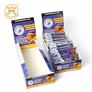 Custom Printed White Cardboard Counter Display Boxes for Energy Bar Chocolate Bar Box Nut & Kernels Packaging Paper Box