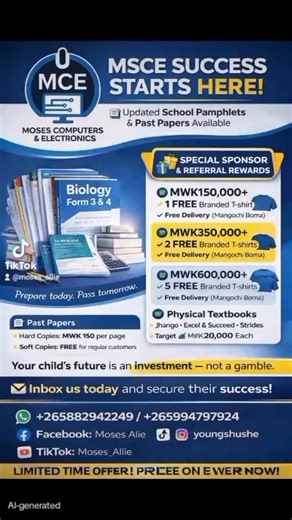 MOSES COMPUTERS & ELECTRONICS on Instagram: "🎓 YOUR CHILD’S FUTURE IS NOT AN EXPERIMENT. It is an INVESTMENT. Every top student you see today prepared with the right materials yesterday. Are you ready to give your child the advantage? 💪📚 📘 MSCE SCHOOL PAMPHLETS & TEXTBOOKS AVAILABLE NOW! We have updated and high-quality: ✅ MSCE Pamphlets ✅ MANEB Past Papers ✅ IGCSE Past Papers ✅ Cambridge & Olympiad Papers ✅ WAEC Past Papers ✅ NECTA Past Papers ✅ JAMB Past Papers ✅ UNEB, UCE, NECO, NABTEB ✅