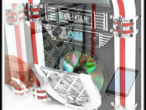 Victrola Retro Desktop Jukebox with CD Player, FM Radio, Bluetooth