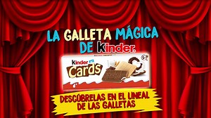 ¡Tachán! Ya está aquí la nueva galleta mágica Kinder Cards. Tan fina y cremosa que sorprenderá a toda la familia. ¡Podréis encontrarlas en el lineal de galletas! #KinderCards | Kinder