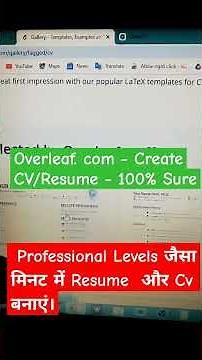 How to Make Resume On Overleaf (Full Tutorial Video) | Ek Professional Resume Kaise Banaye #shorts