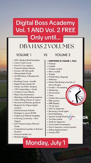 The Digital Boss Academy (DBA) is a comprehensive, self- paced online program designed to help you start and scale a successful digital product business. It teaches complete beginners how to launch and run a successful digital product business from scratch. With a variety of resources to learn from, you'll learn life-long skills. It includes Master Resell Rights (MRR) & Private Label Rights (PLR) It's perfect for anyone looking to learn new skills, create new revenue streams, and break free from