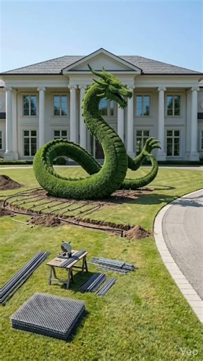 From Empty Lawn to Giant Dragon Topiary 🐉 | Luxury Mansion Transformation Timelapse