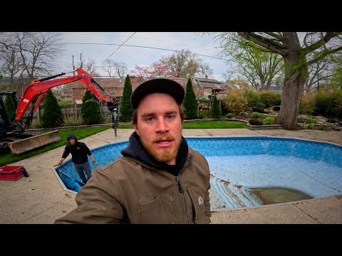 Demo the old Pool installing a new fiberglass pool [Inground pool construction]