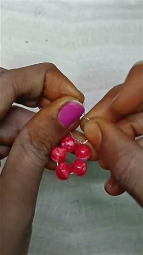 Diy trendy earring with red marble beads.. #diy #shorts #reels #trending #youtube #handmadejewelry