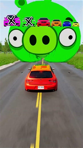 Big to small Cars vs Piggy Pig Angry Birds Barrier | BeamNG.drive