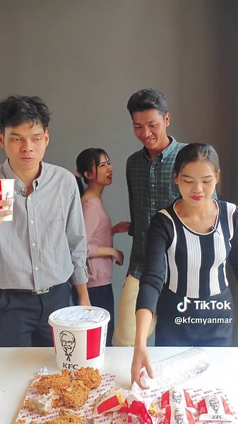 Let’s play bottle flip challenge! #kfcmyanmar #foryou #fyp #challenge #kfc_challenge #playtime