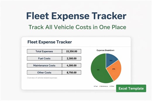 Fleet Expense Tracker Spreadsheet | Vehicle Cost Log (Digital Download)