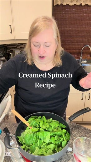 Creamed Spinach Recipe. I love this but don’t make it all that often. I know you were all waiting for this recipe 😂. It’s a fast & easy side dish that pairs well with meat or fish. Tastes delicious with grated Parmesan. A few tablespoons is enough but add how much you like. #cookingathome #realfood #veggies #easycooking #dinnertime I will link the dinner I served it with @ @mónikanéni