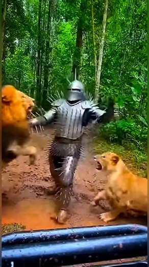 Petcoo on Instagram: "Incredible! Tourist Films Brutal Lion Attack in the Mountains😱🦁 A tourist records an absolutely shocking moment on his mobile phone from inside a safari jeep. Deep in the jungle, a fully armored man is attacked by five aggressive lions. The predators strike in a coordinated manner, leaping, biting, and slamming into the armor with full force. Dust, roaring, and metallic impacts make the scene extremely intense and terrifying. The video feels raw, realistic, and unfiltered