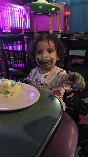 Celebrating Peanut's 2nd birthday at Johns Incredible Pizza. He had a blast, and made a mess.