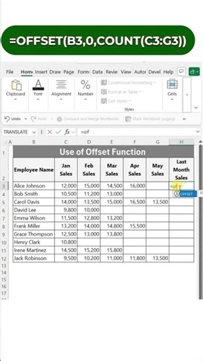 Sales Report Trick 🔥 OFFSET + COUNT in Excel (Interview Question) #excel #sunainalakshyaedu #offset