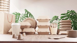 Eco-friendly tableware set on a wooden table