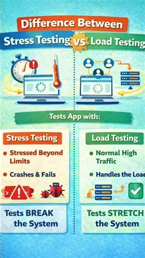 Difference between Stress and Load testing #qajobs #interview #sdet #qaengineer