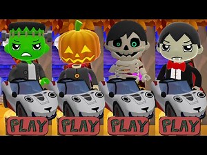 Tag with Ryan - All Halloween Characters driving Combo Cart Racer Vehicle - Run Gameplay