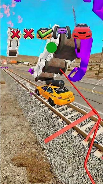 Big and Small Cars vs Train Crash - BeamNG.Drive #shorts #beamng