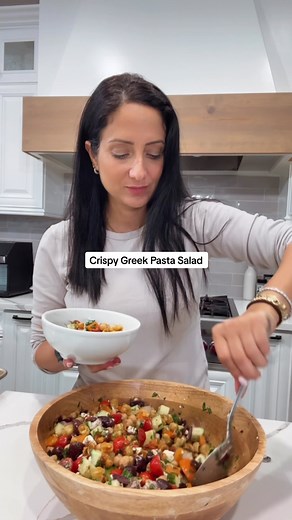 Crispy Greek Pasta Salad with Air-Fried Crunch