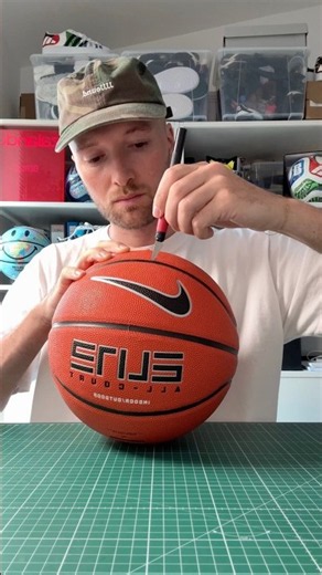 TAKING APART A BASKETBALL 🏀✂️ #customnikes #basketball #asmr #customshoes #shorts #youtubeshorts