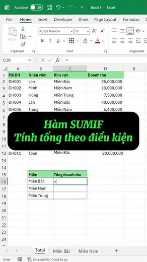 Hàm SUMIF cho người dùng Excel #excel #exceltips #tutorial