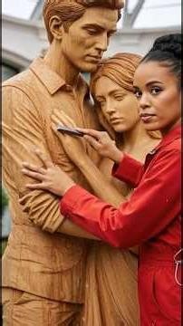 Precision Wood Carving Couple Sculpture Process #craftsman #woodcarving