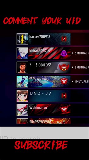 Comment your uid 😎😎 #trending #freefire #uidsearch #shortsfeed #shorts